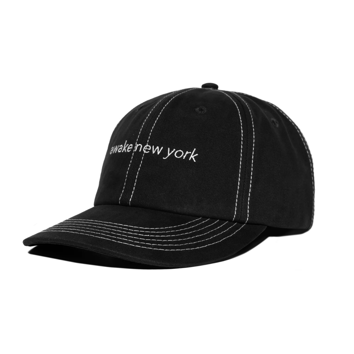 Awake NY Contrast Stitch 6 Panel Hat Black