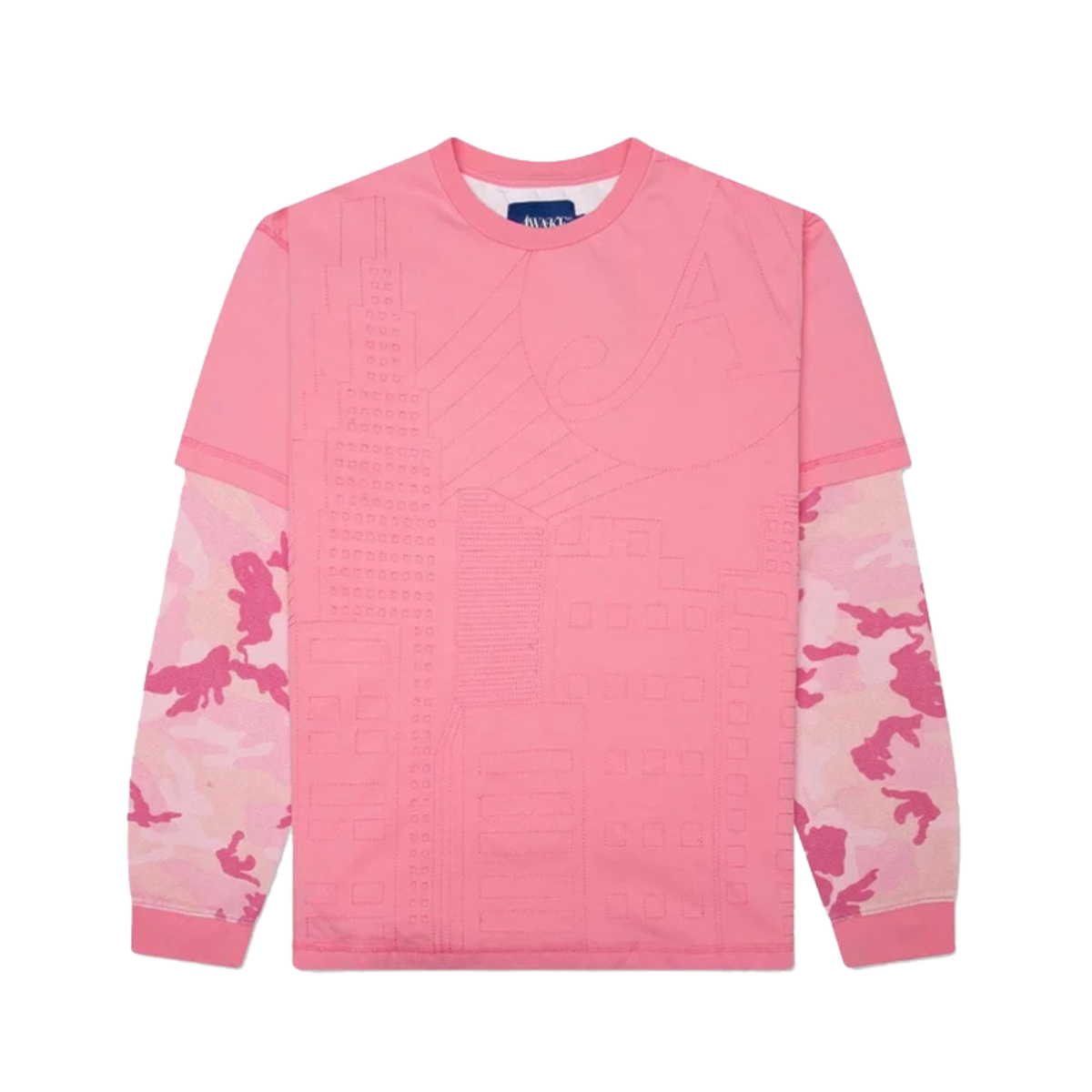 Awake Skyline Waffle LS Shirt Pink 