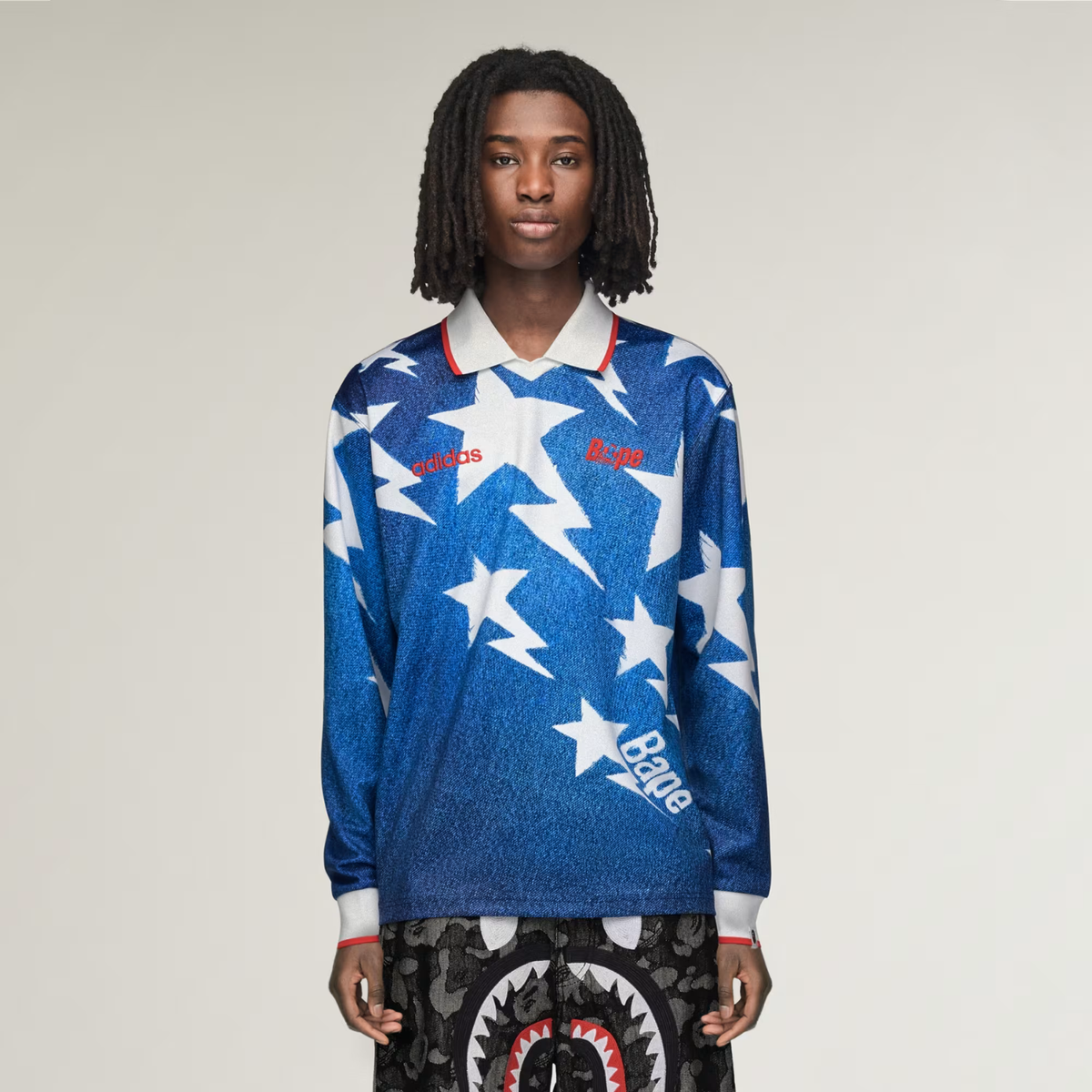 BAPE X Adidas LSL Star Jersey Medium Blue Denim