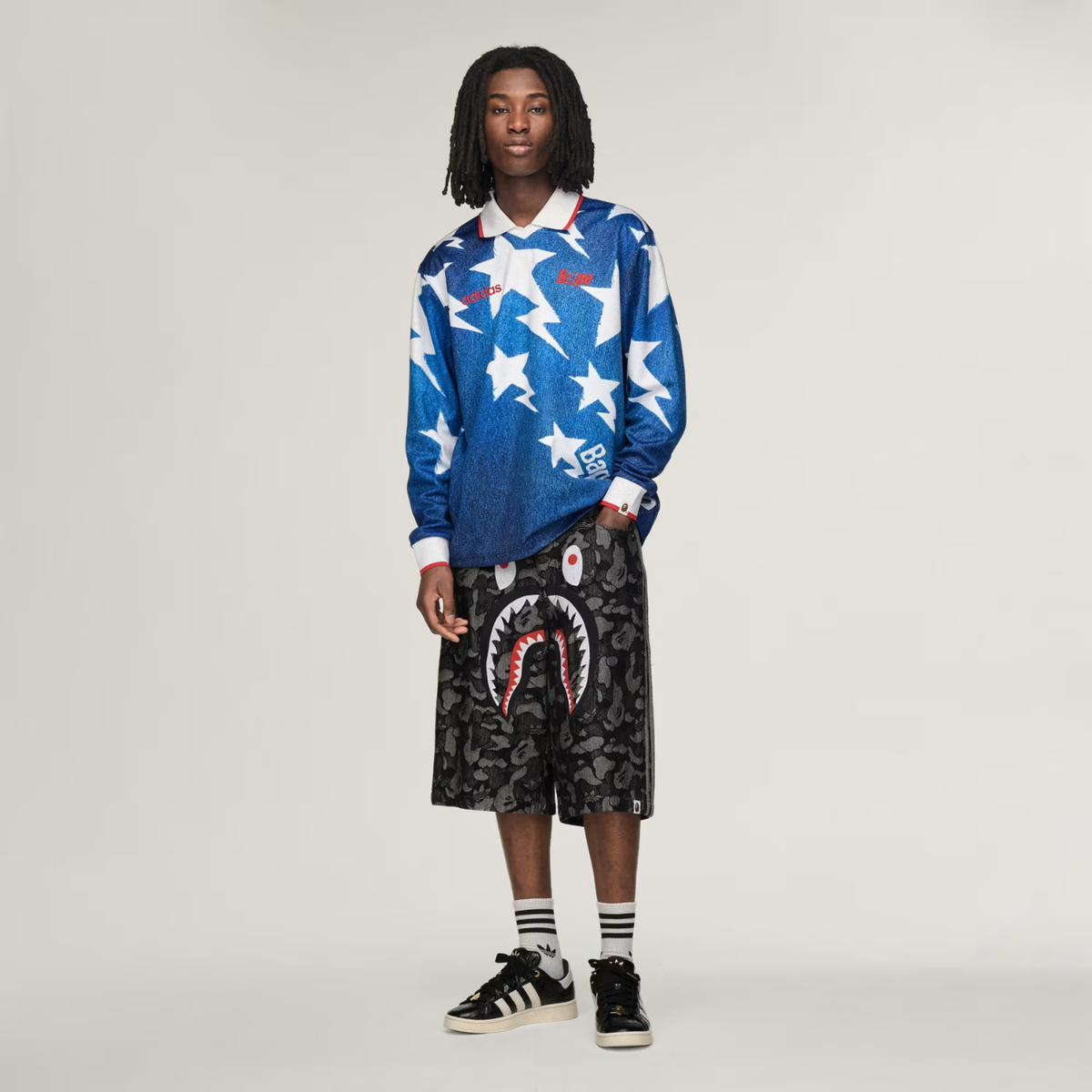 BAPE X Adidas LSL Star Jersey Medium Blue Denim
