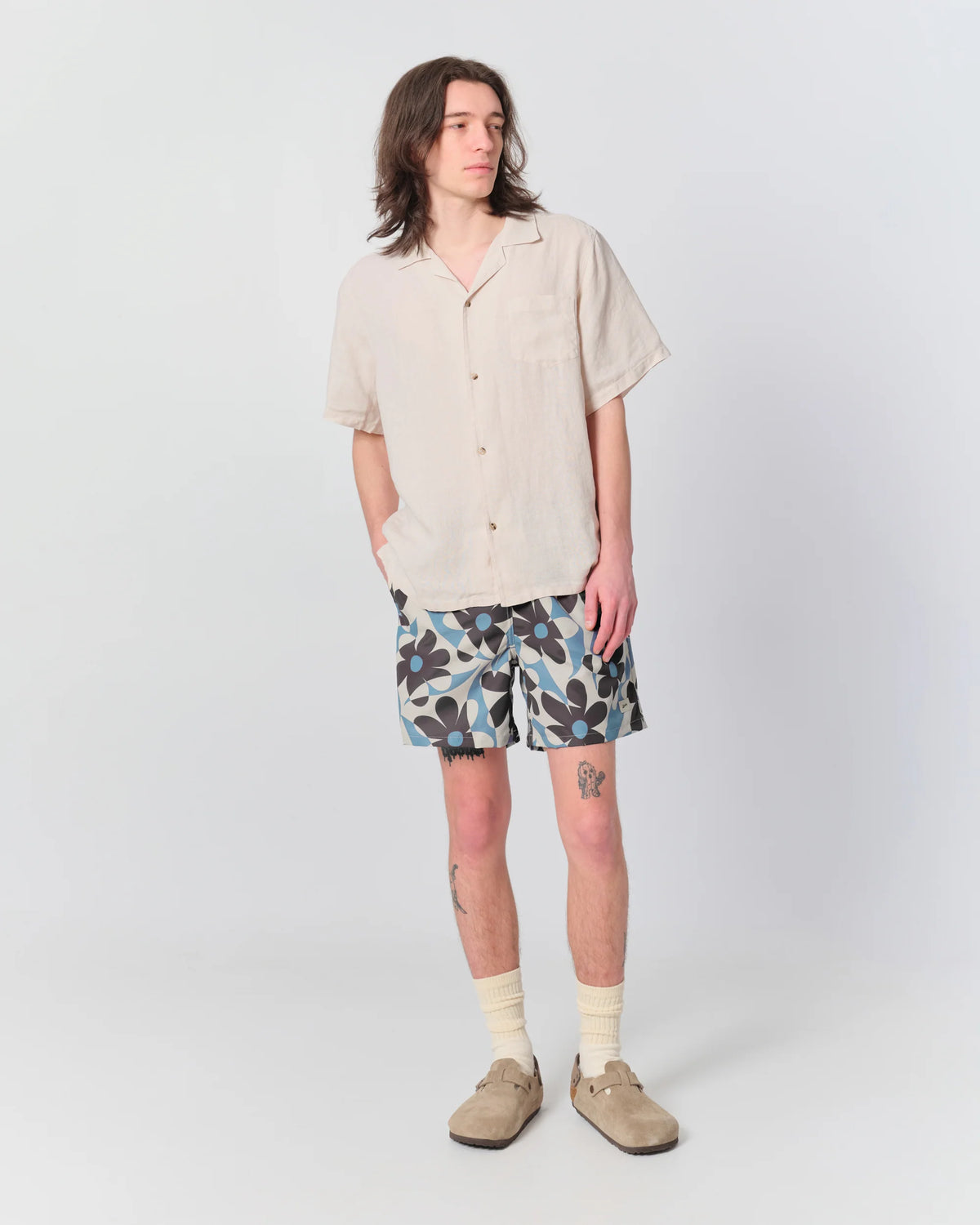 Bather Pastel Daisy Trip Swim Trunk Blue