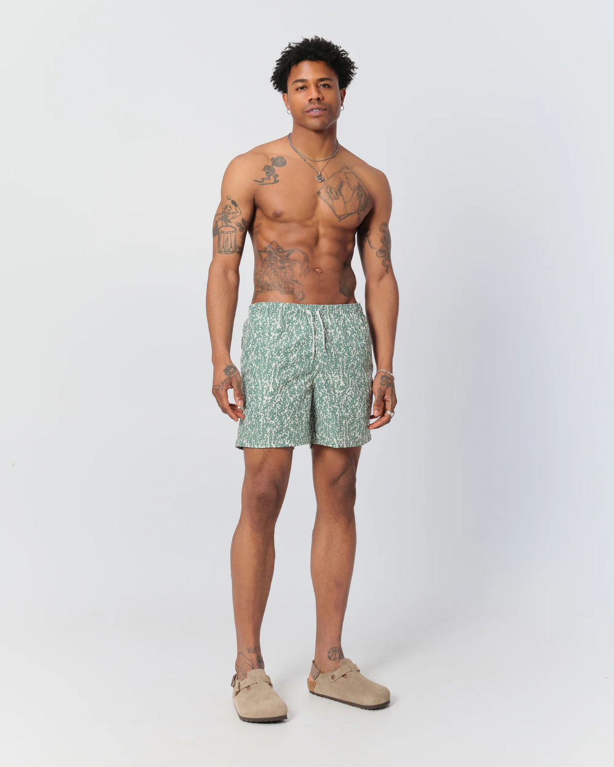 Bather Thyme Tropic Camo Swim Trunk Green