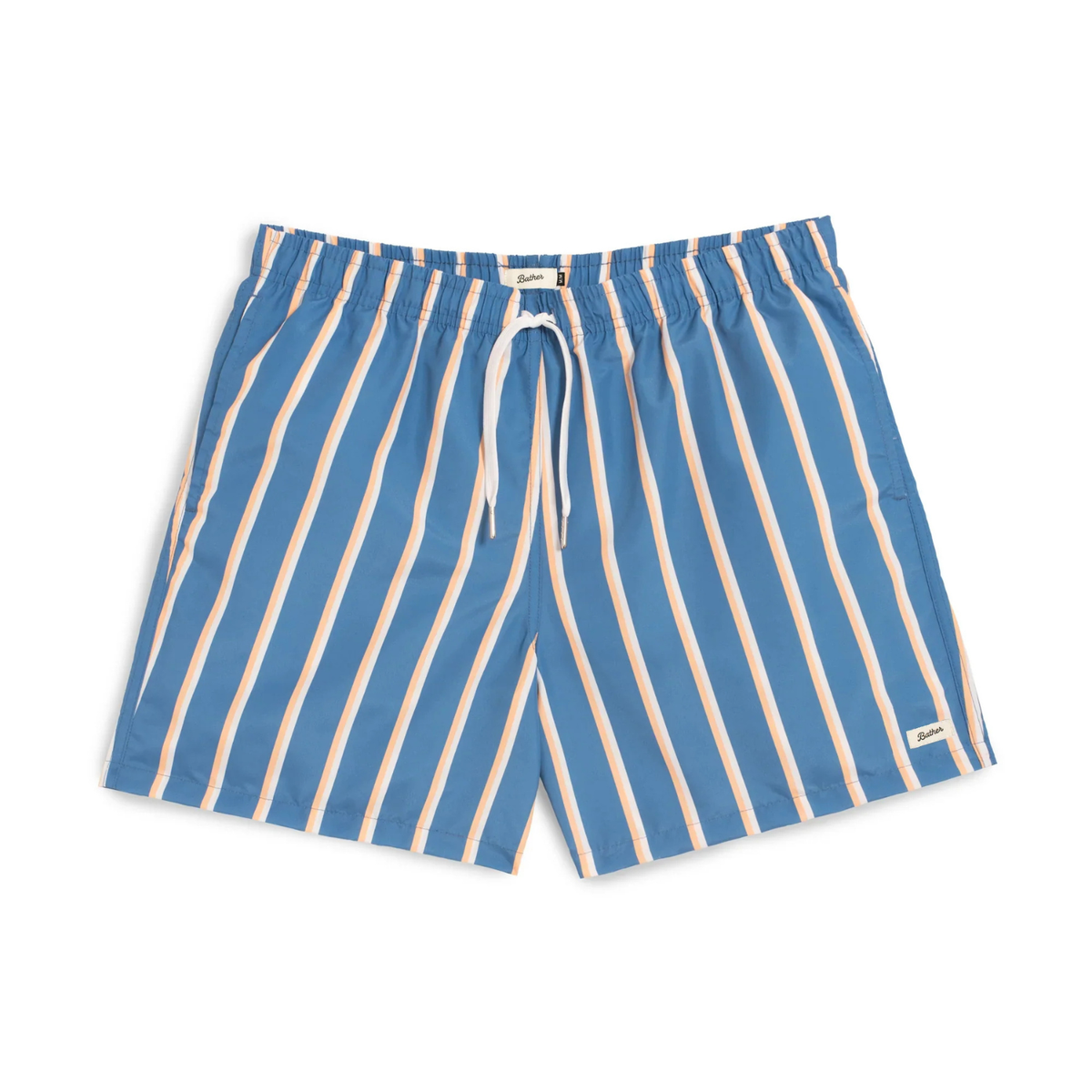 Bather Yellow and White Fine Stripe Swim Trunk Blue