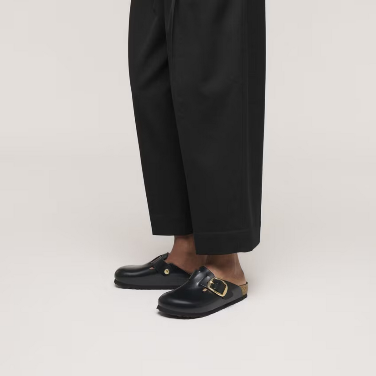 Birkenstock W Boston Big Buckle Dressy Leather Narrow Black