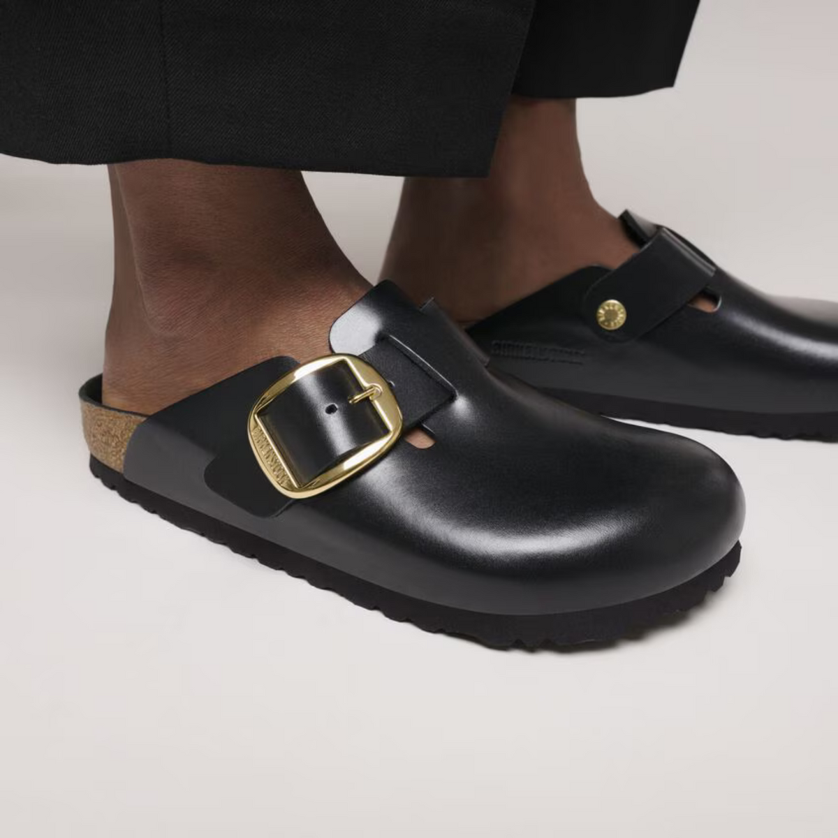 Birkenstock W Boston Big Buckle Dressy Leather Narrow Black