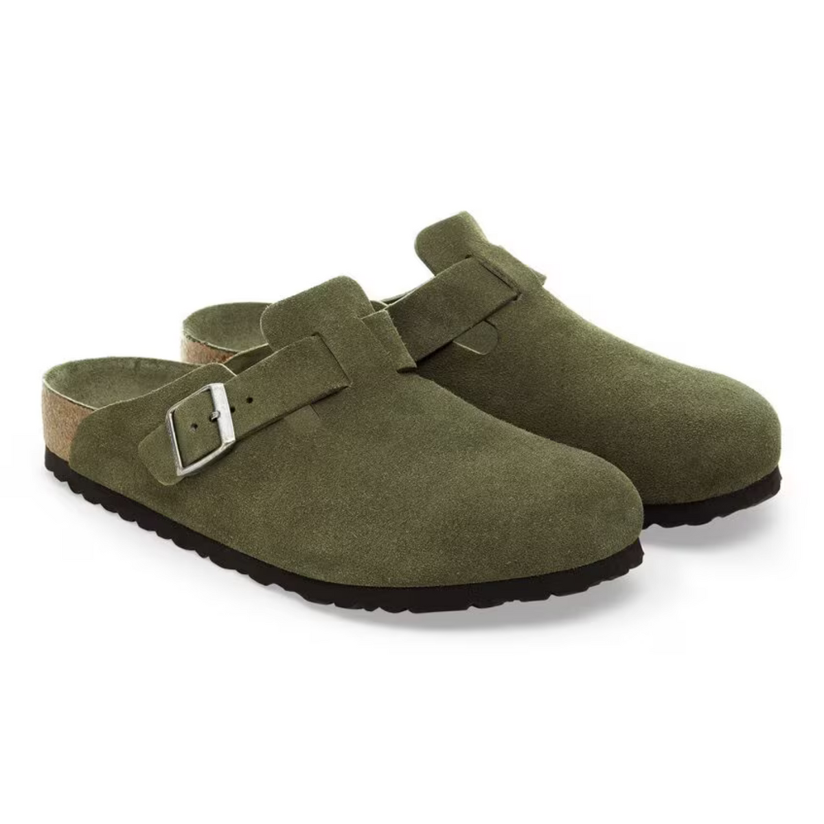 Birkenstock W Boston Soft Footbed Suede Narrow Thyme Tonal