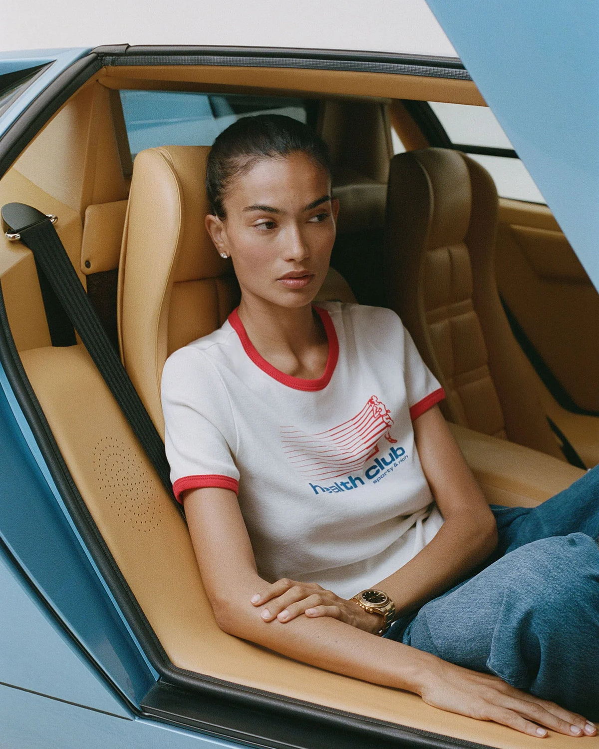 Sporty & Rich W Bold Health Soft Ringer Tee White/Sports Red
