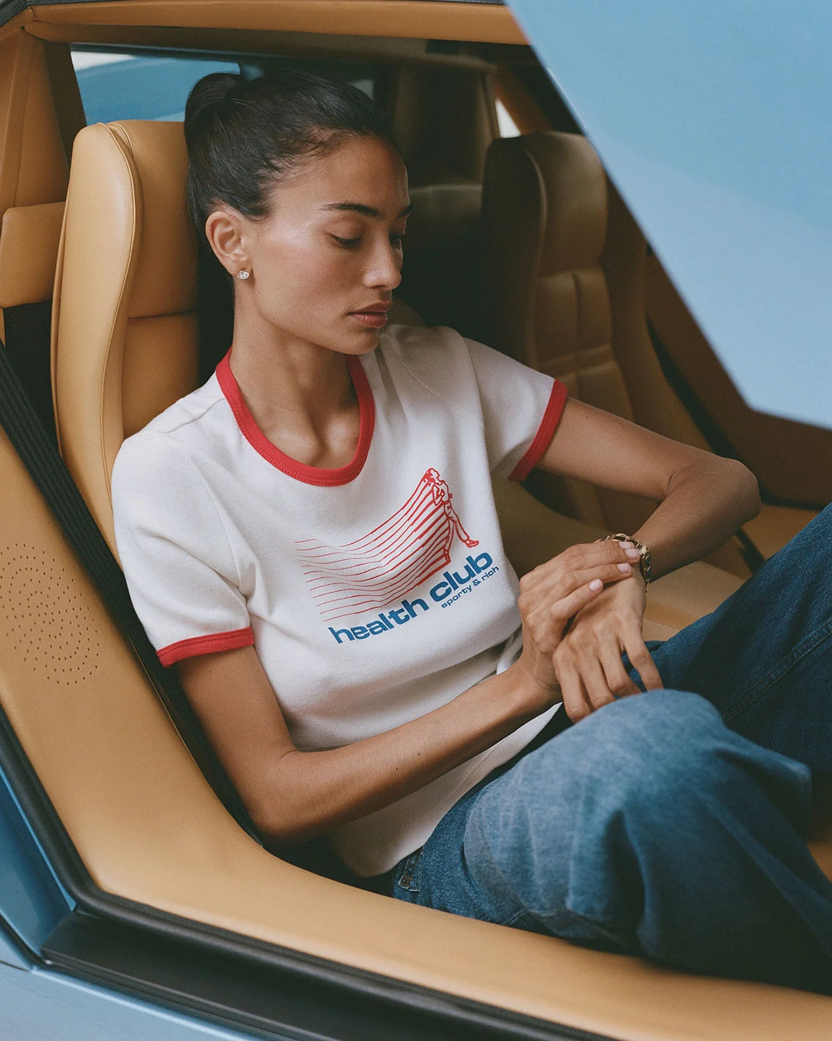 Sporty & Rich W Bold Health Soft Ringer Tee White/Sports Red