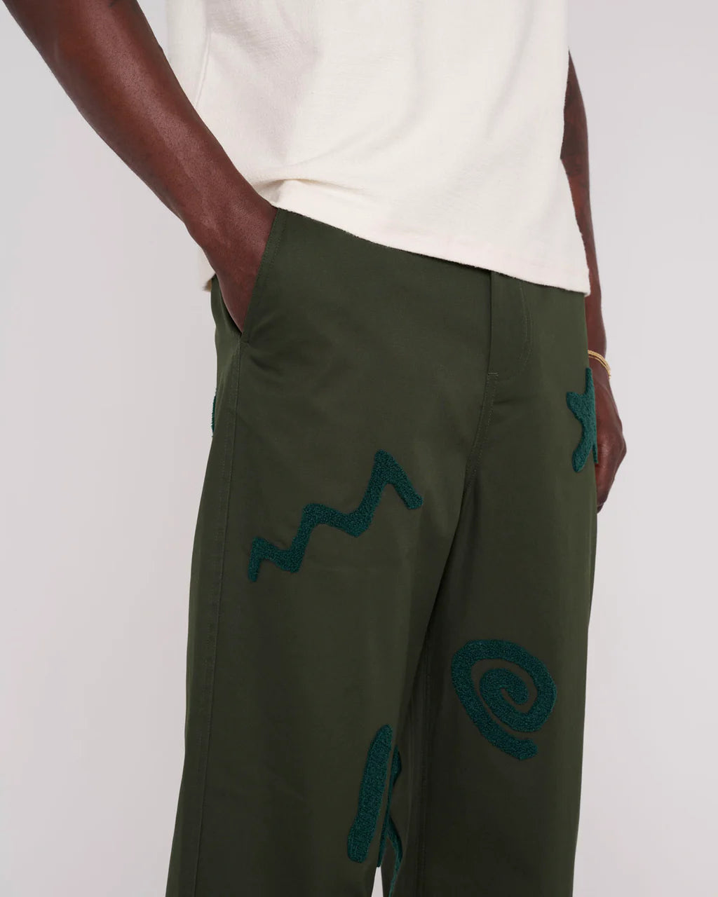 Braindead Chenille Symbols Four Pocket Pant Deep Green
