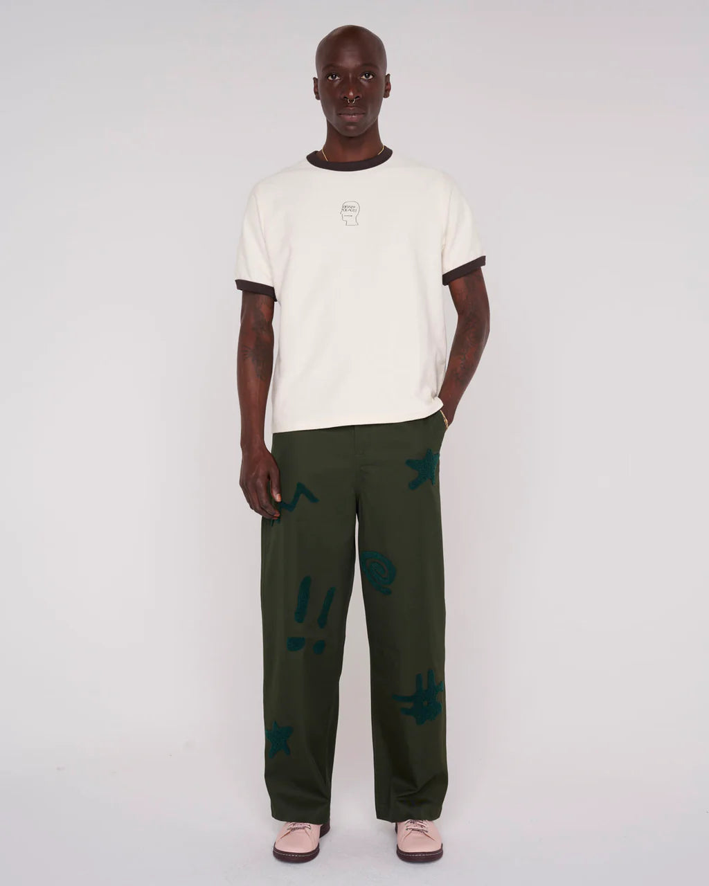 Braindead Chenille Symbols Four Pocket Pant Deep Green