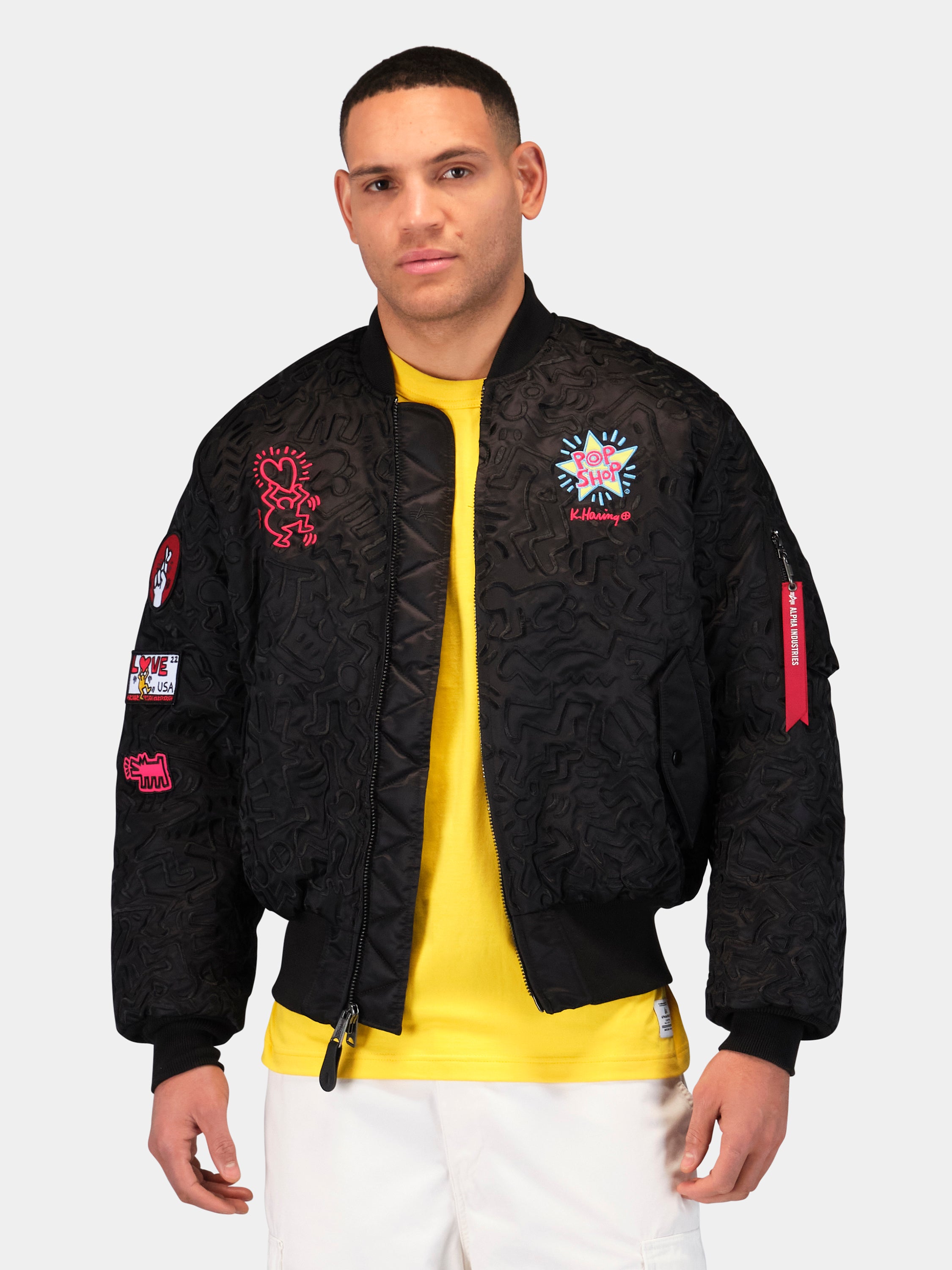 Keith Haring X Alpha MA-1 All Over Embroidery Black I Momentum