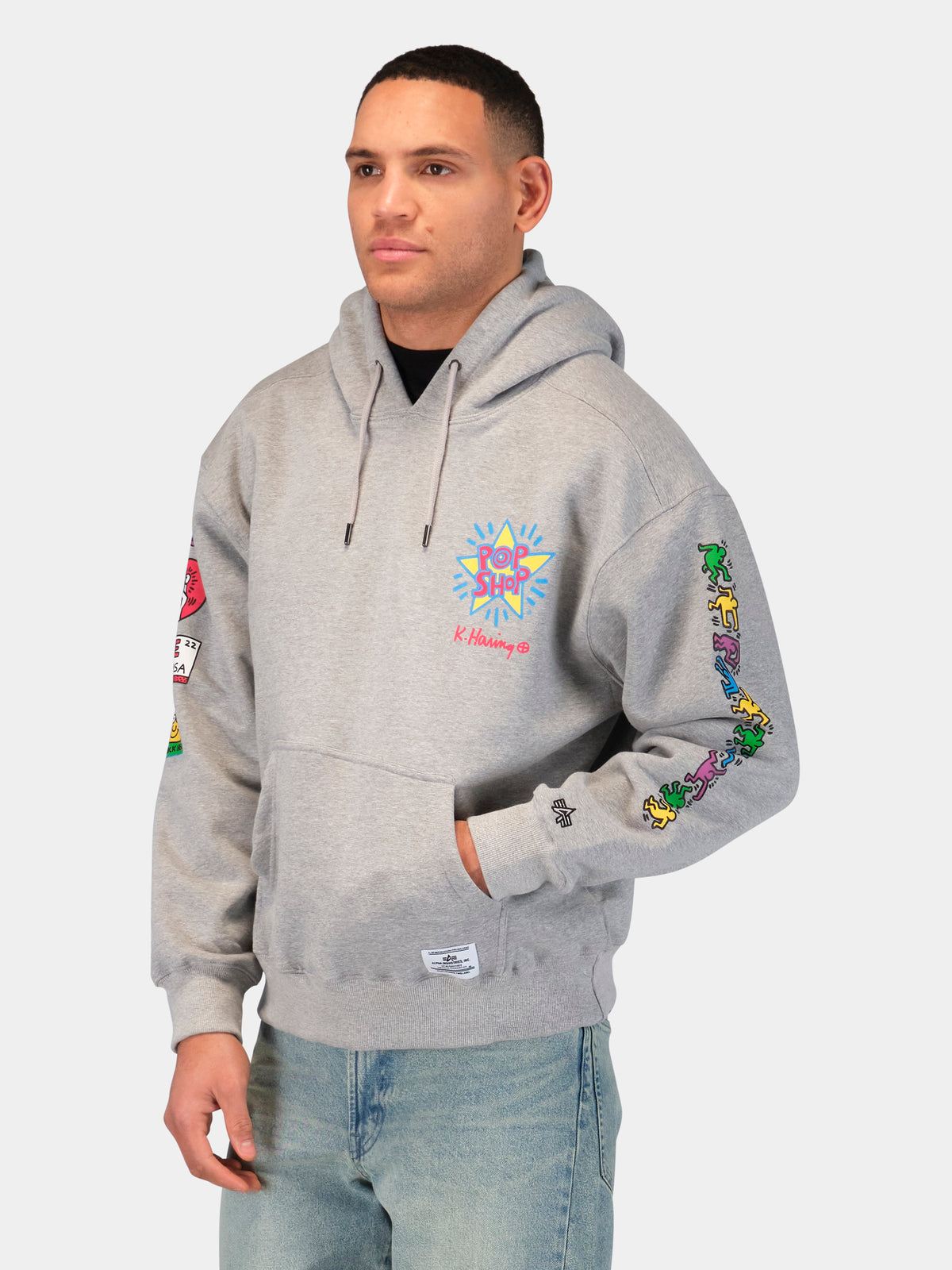 Keith Haring X Alpha Pop Shop Graphic Hoodie Grey