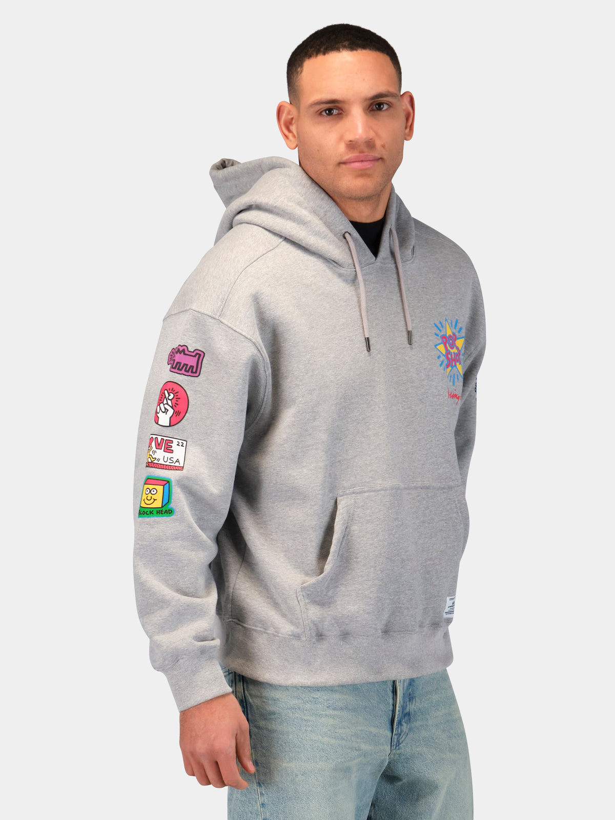 Keith Haring X Alpha Pop Shop Graphic Hoodie Grey