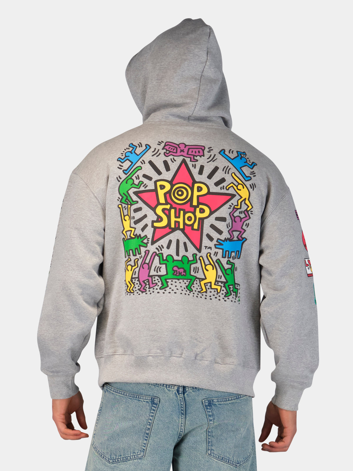Keith Haring X Alpha Pop Shop Graphic Hoodie Grey