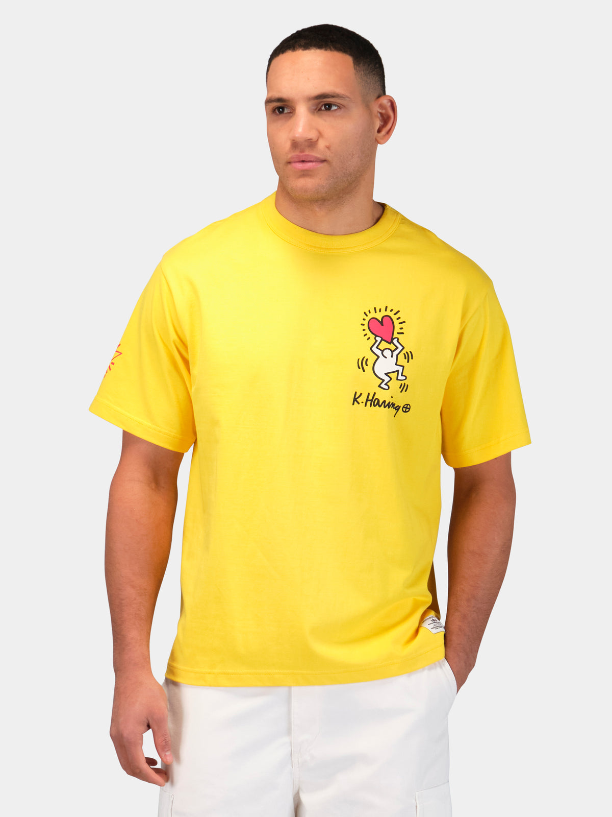 Keith Haring X Alpha Graphic Tee "Heart Man" Yellow 