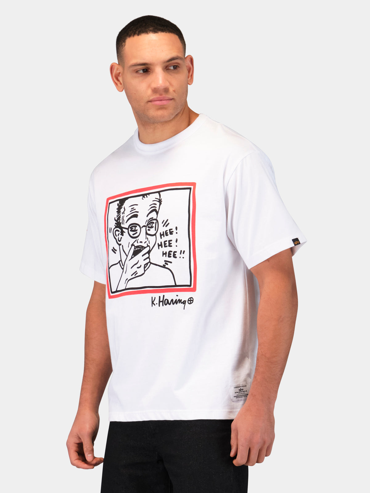 Keith Haring X Alpha Graphic Tee "Hee Hee" White