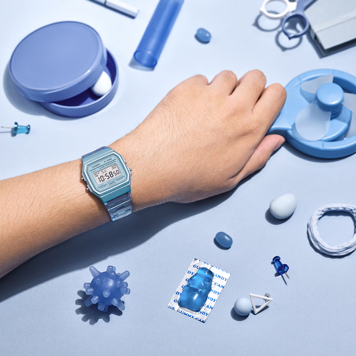 Casio POP F-91WS-2 Watch - Light Blue