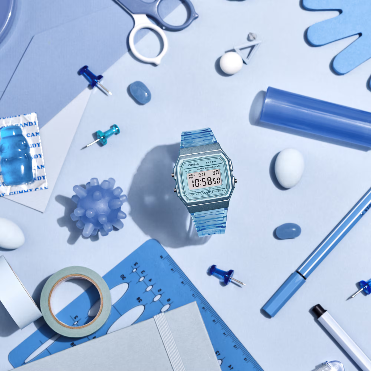Casio POP F-91WS-2 Watch - Light Blue