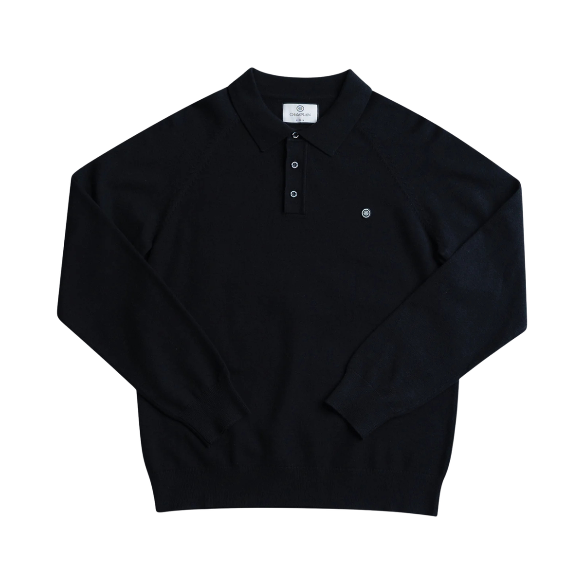 Champlain Long Sleeve Knit Polo Black
