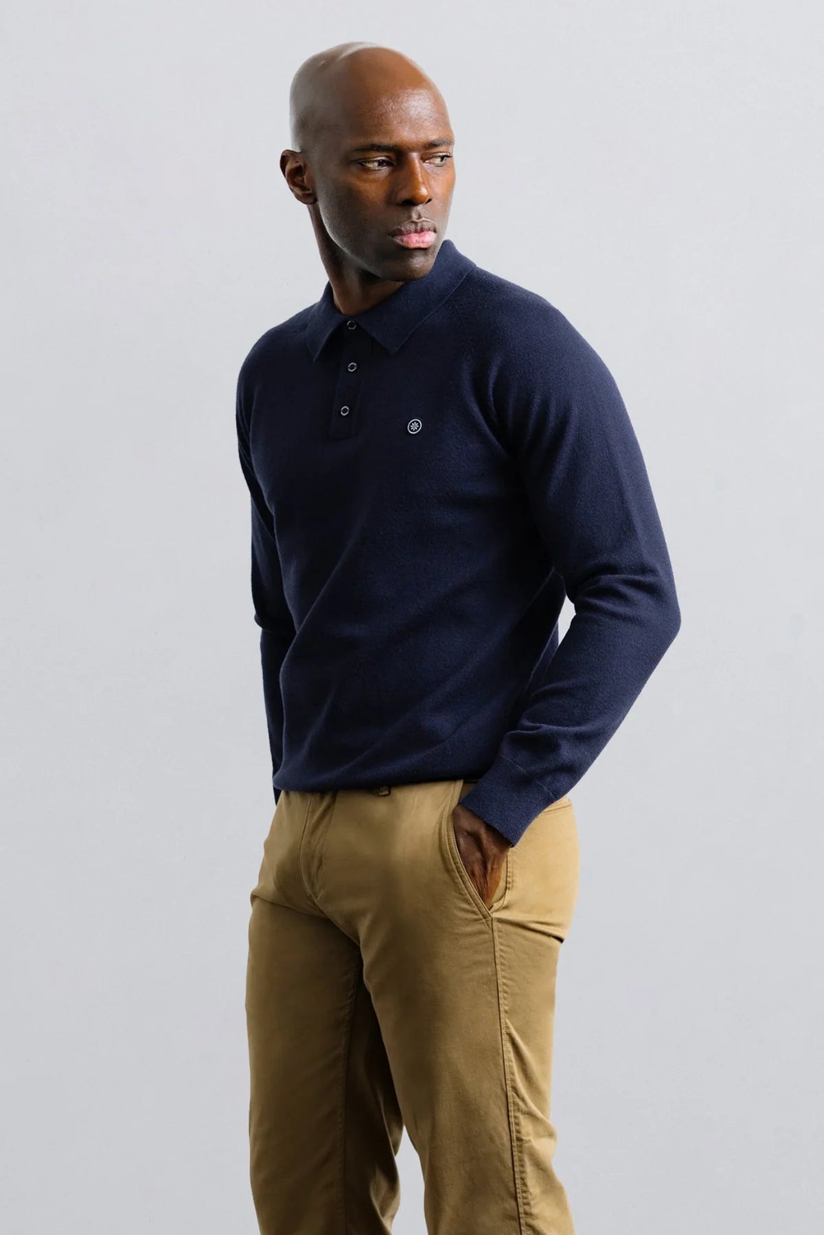 Champlain Long Sleeve Knit Polo Navy