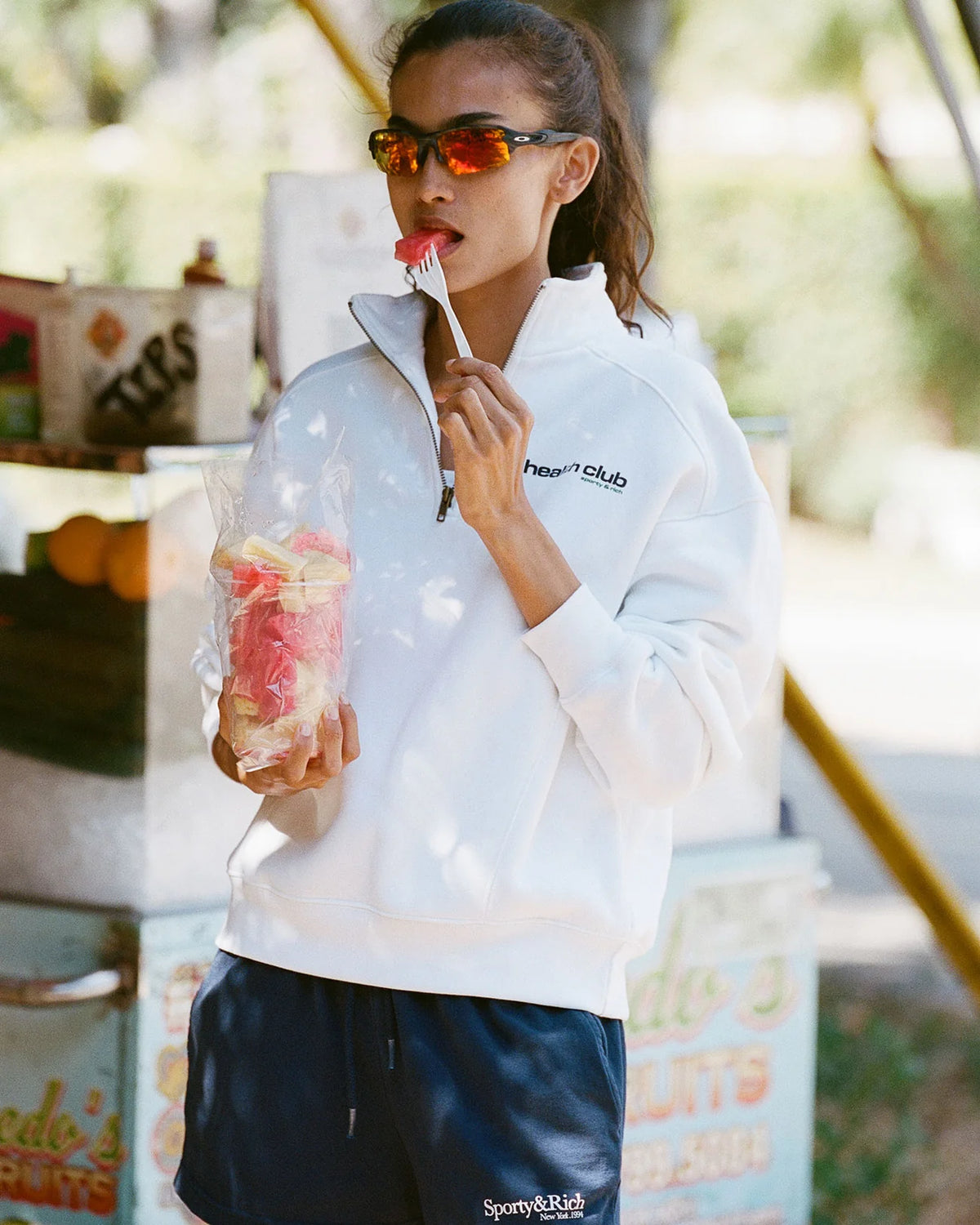 Sporty & Rich W Bold Health Quarter Zip White/Navy/Kelly