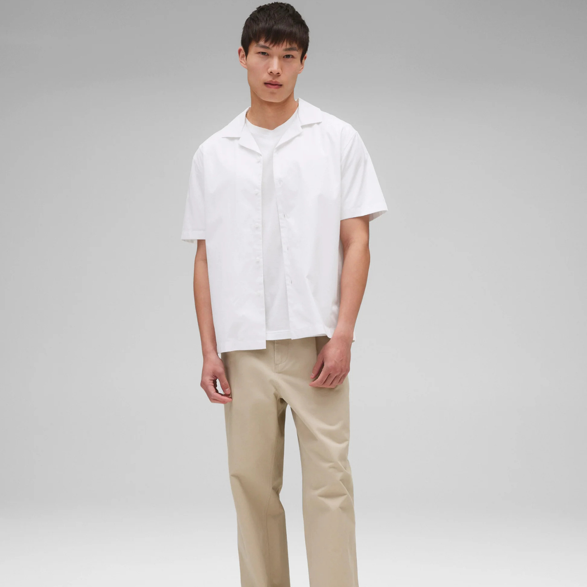 Cotton Poplin Palermo Relaxed Camp Shirt White
