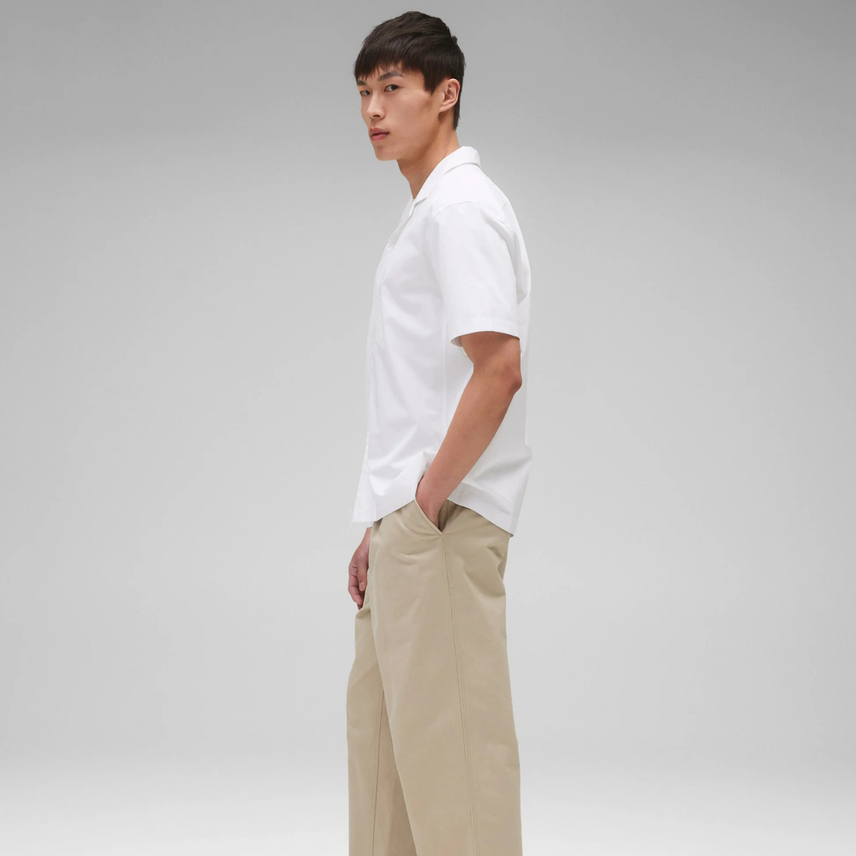 Cotton Poplin Palermo Relaxed Camp Shirt White