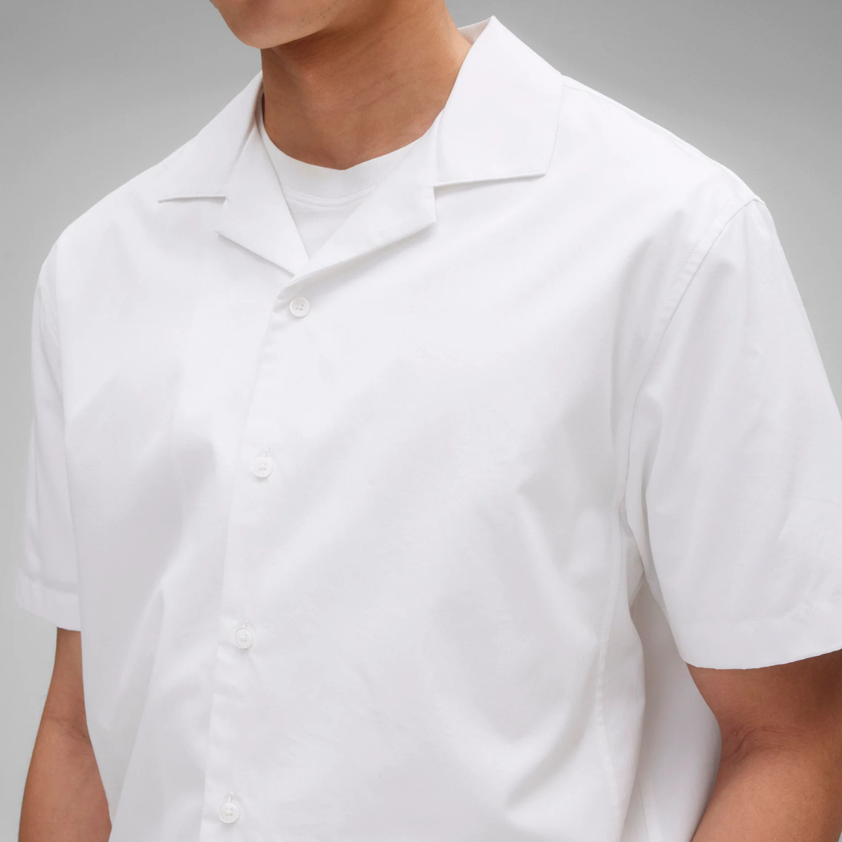 Cotton Poplin Palermo Relaxed Camp Shirt White