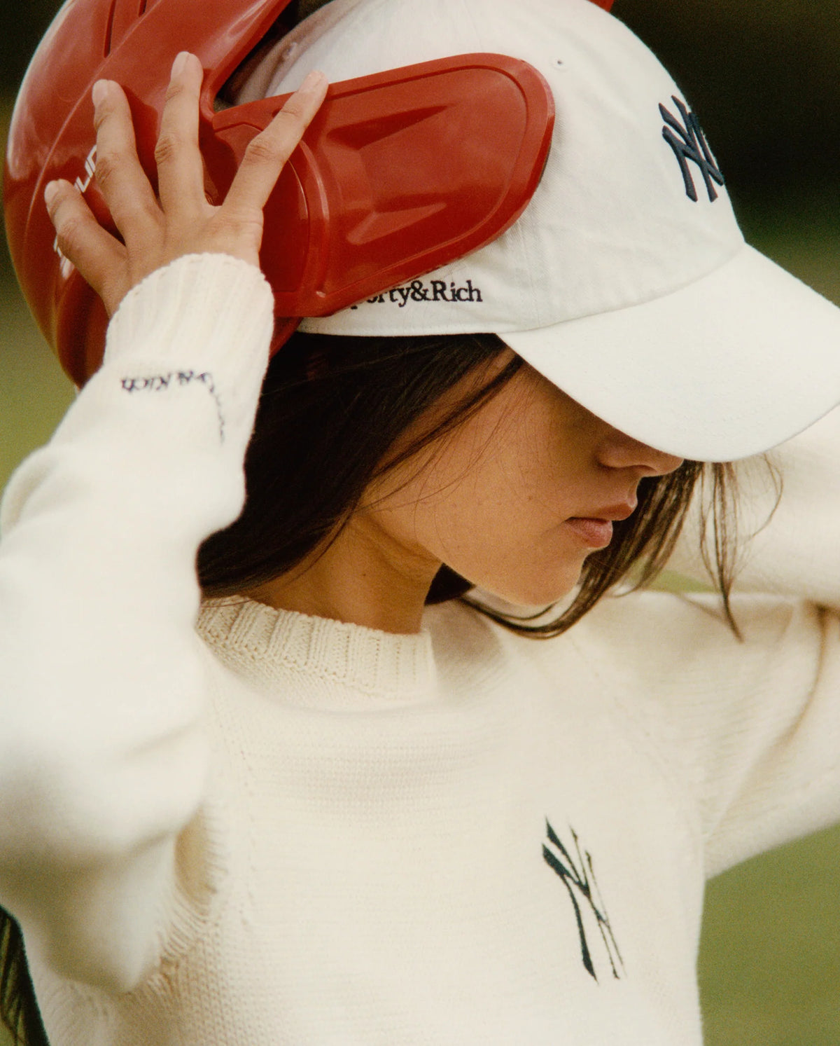 Sporty & Rich Yankees Serif Hat White