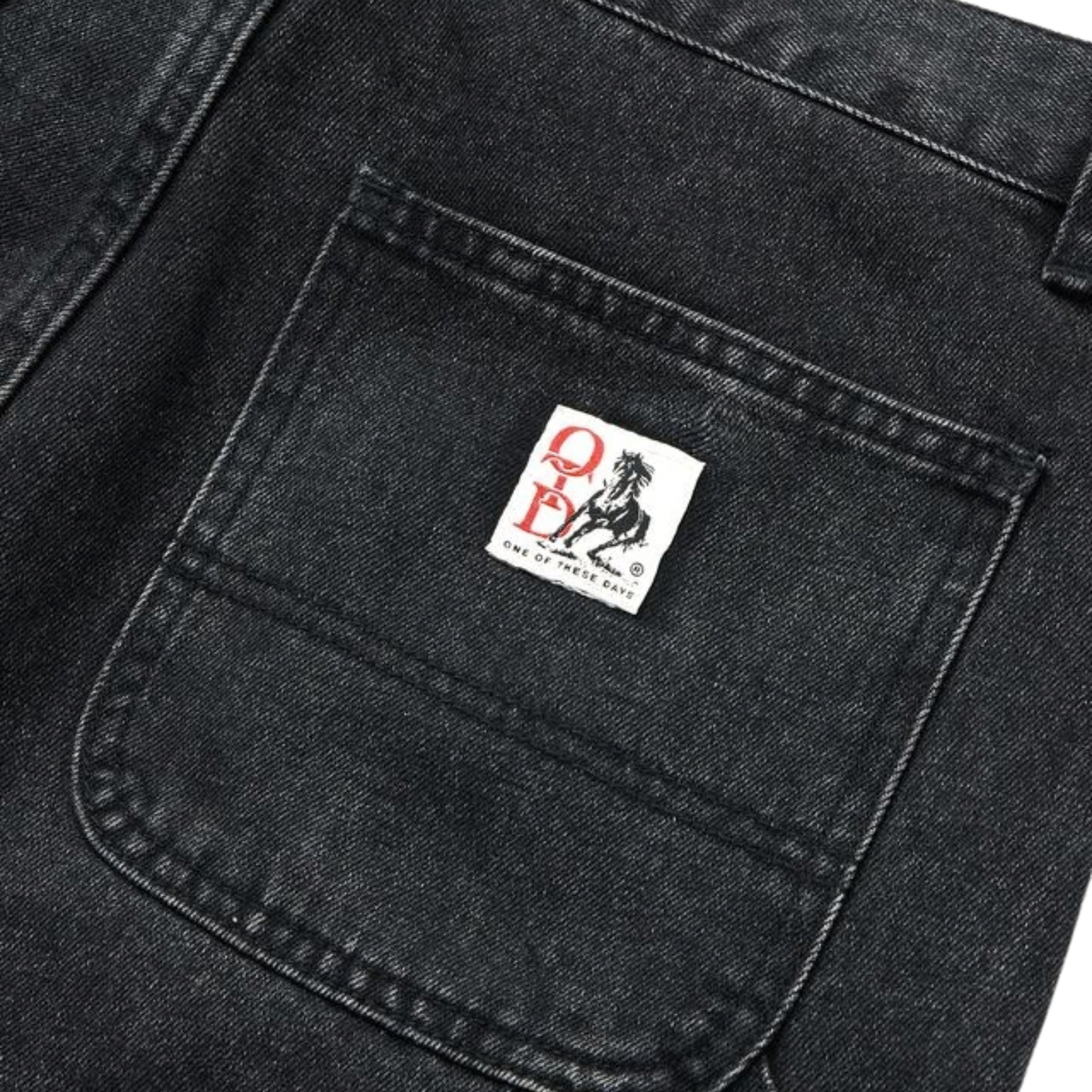 One of These Days Denim Double Knee Pants Black