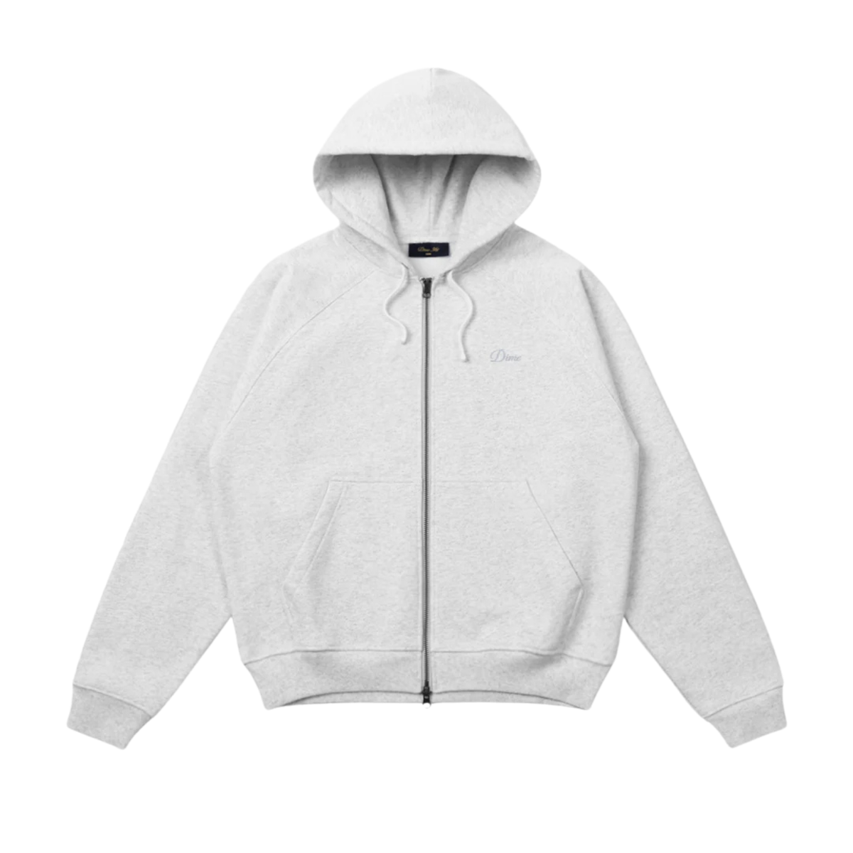 Dime Cursive Small Logo Zip Hoodie Ash