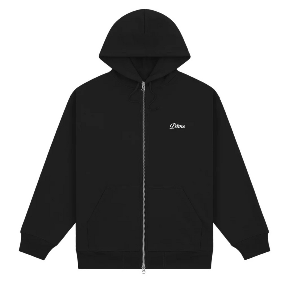 Dime Cursive Small Logo Zip Hoodie Black
