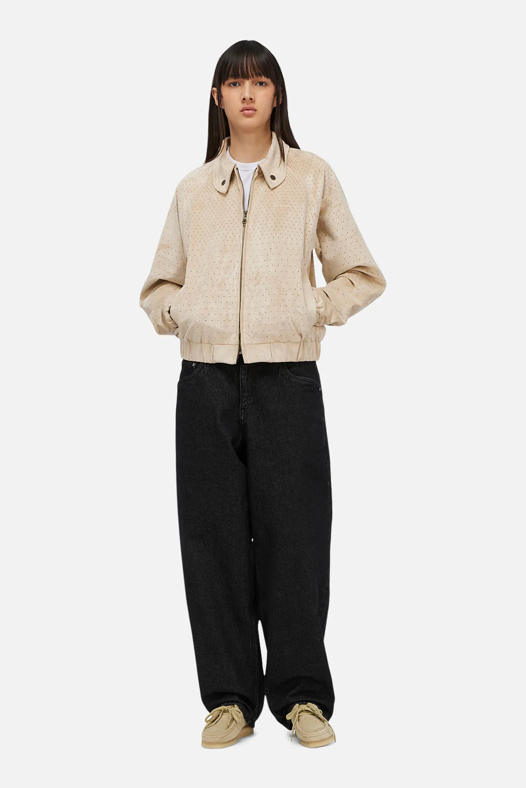 Dime Perforated Faux Seude Jacket Tan