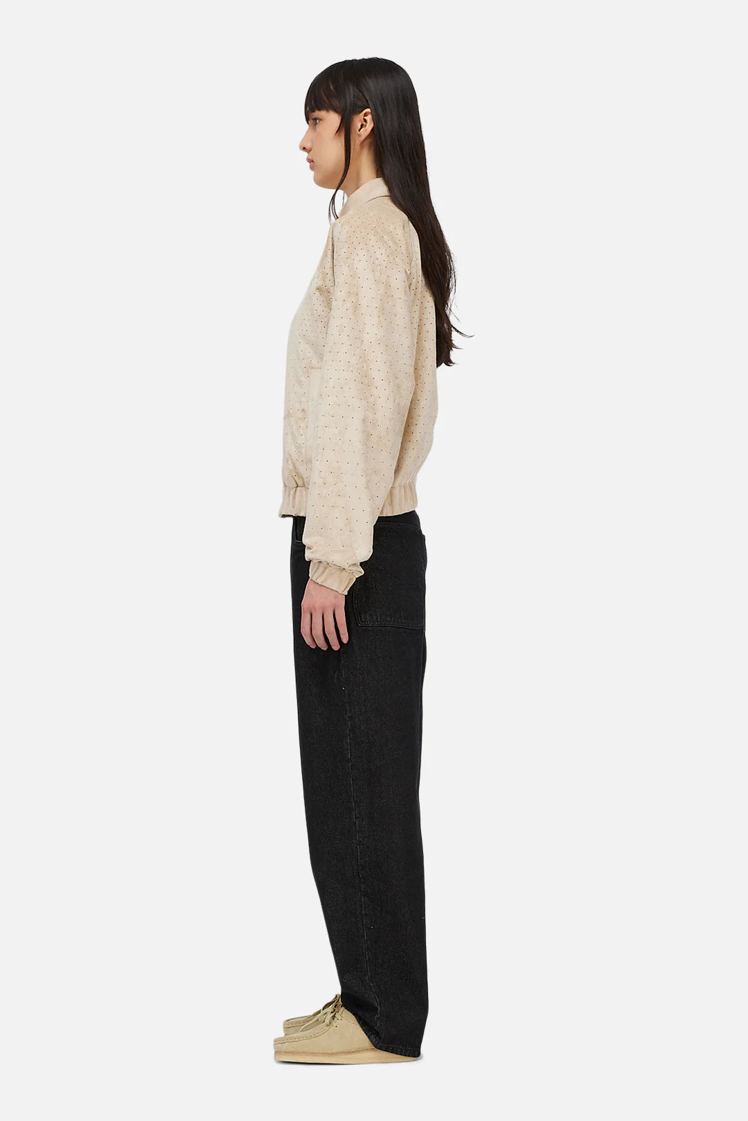 Dime Perforated Faux Seude Jacket Tan
