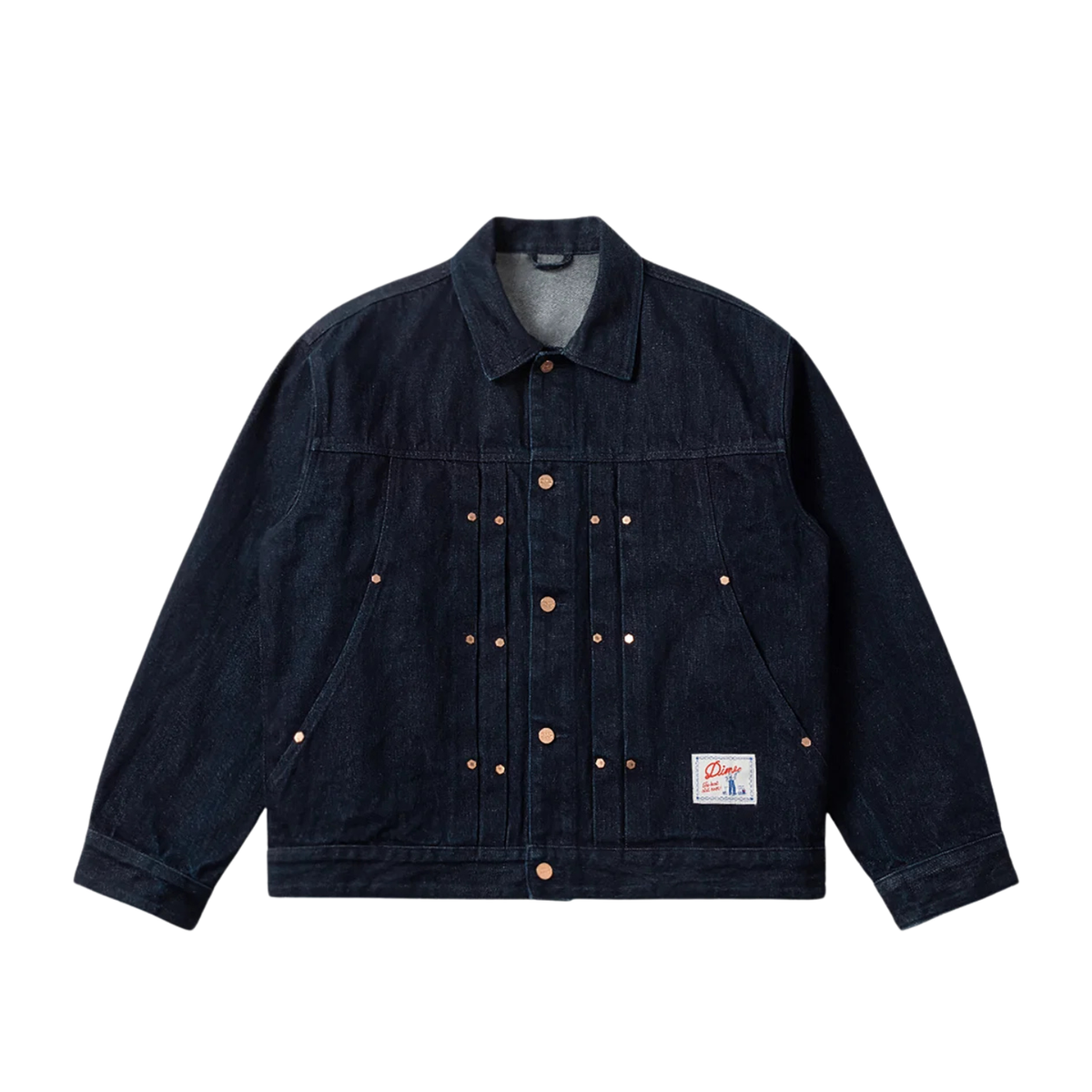 Dime Pleated Denim Jacket Indigo