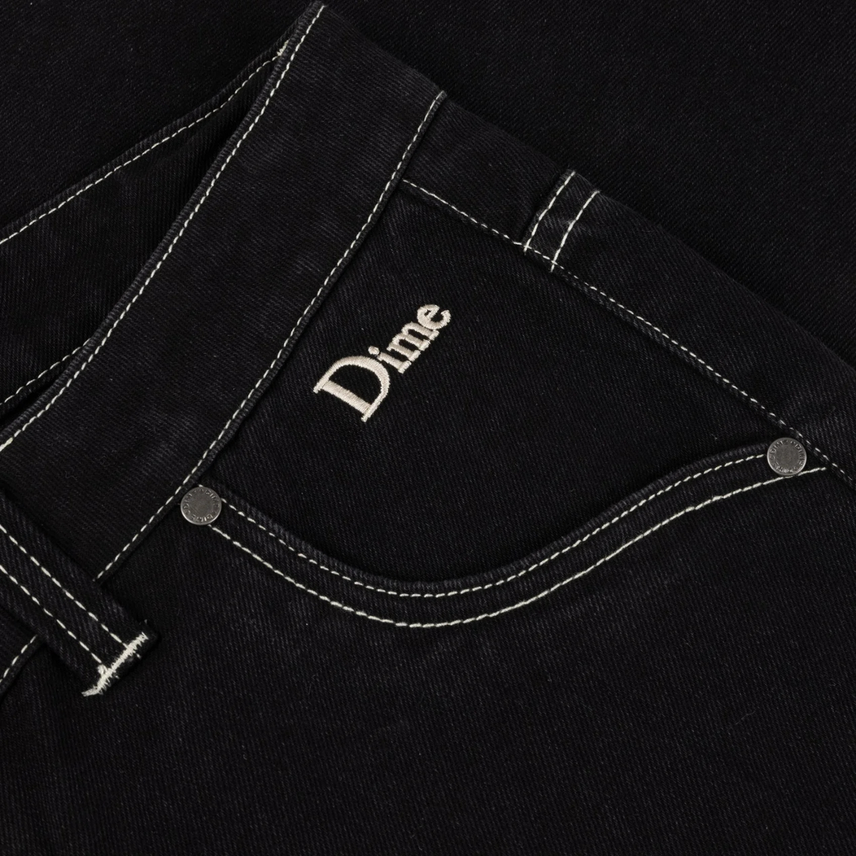 Dime Relaxed Denim Pants Black (Contrast Stitch)