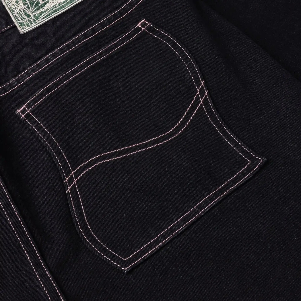 Dime Relaxed Denim Pants Black (Contrast Stitch)