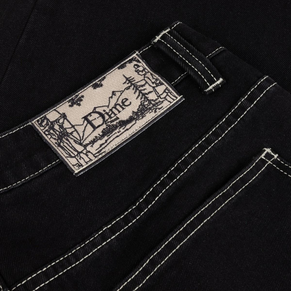 Dime Relaxed Denim Pants Black (Contrast Stitch)