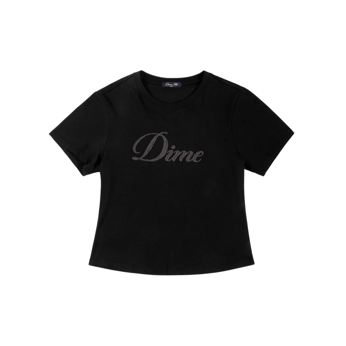 Dime W Cursive Crochet Tee Black