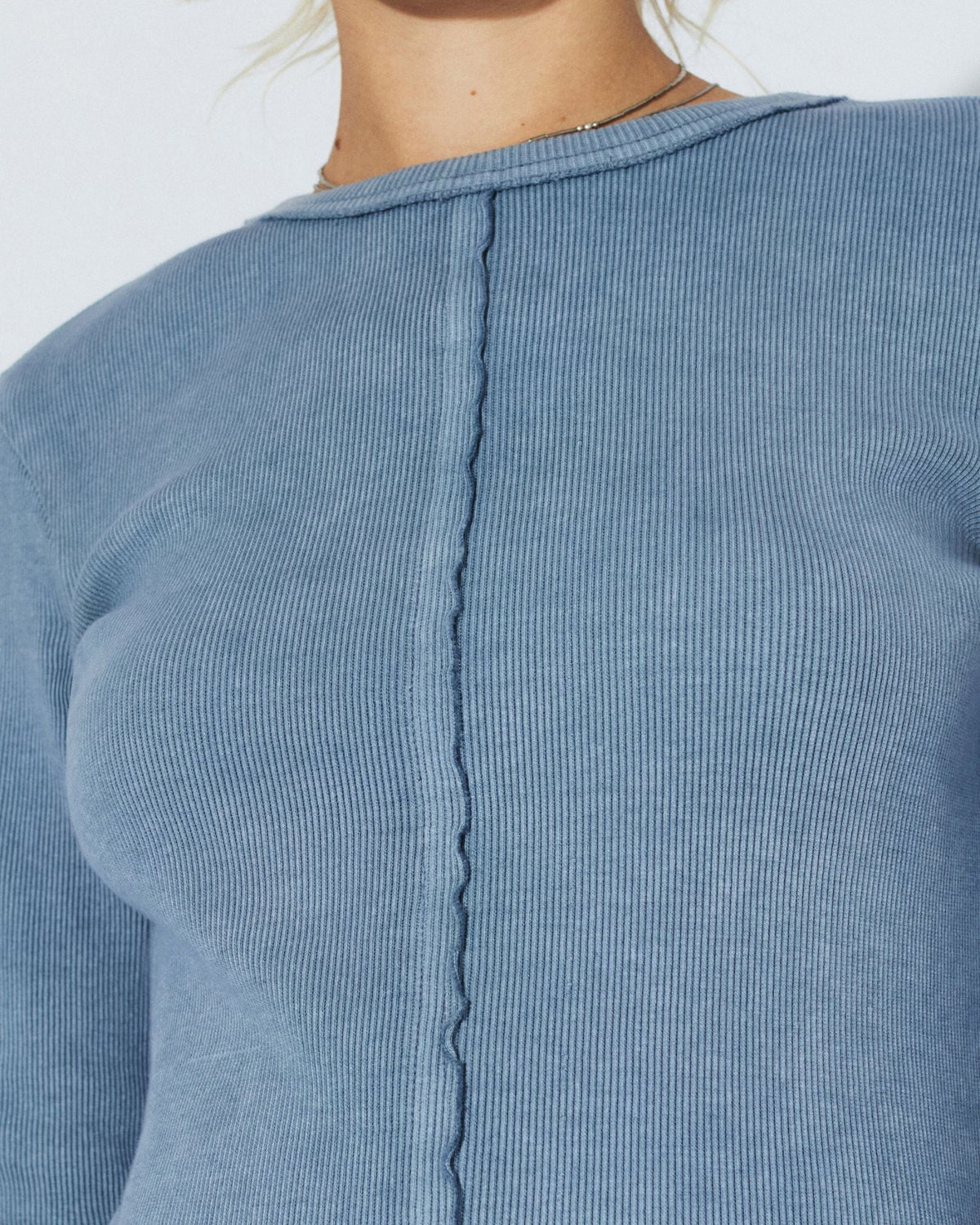 Dr.Denim W Stella Rib LS Tee Washed Blue