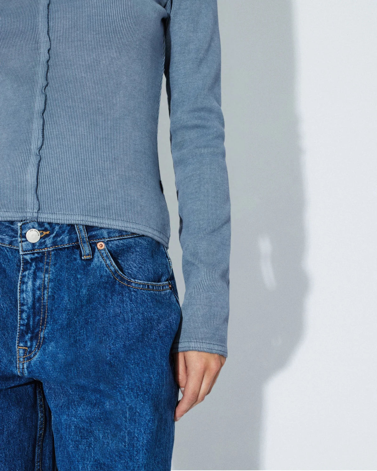 Dr.Denim W Stella Rib LS Tee Washed Blue