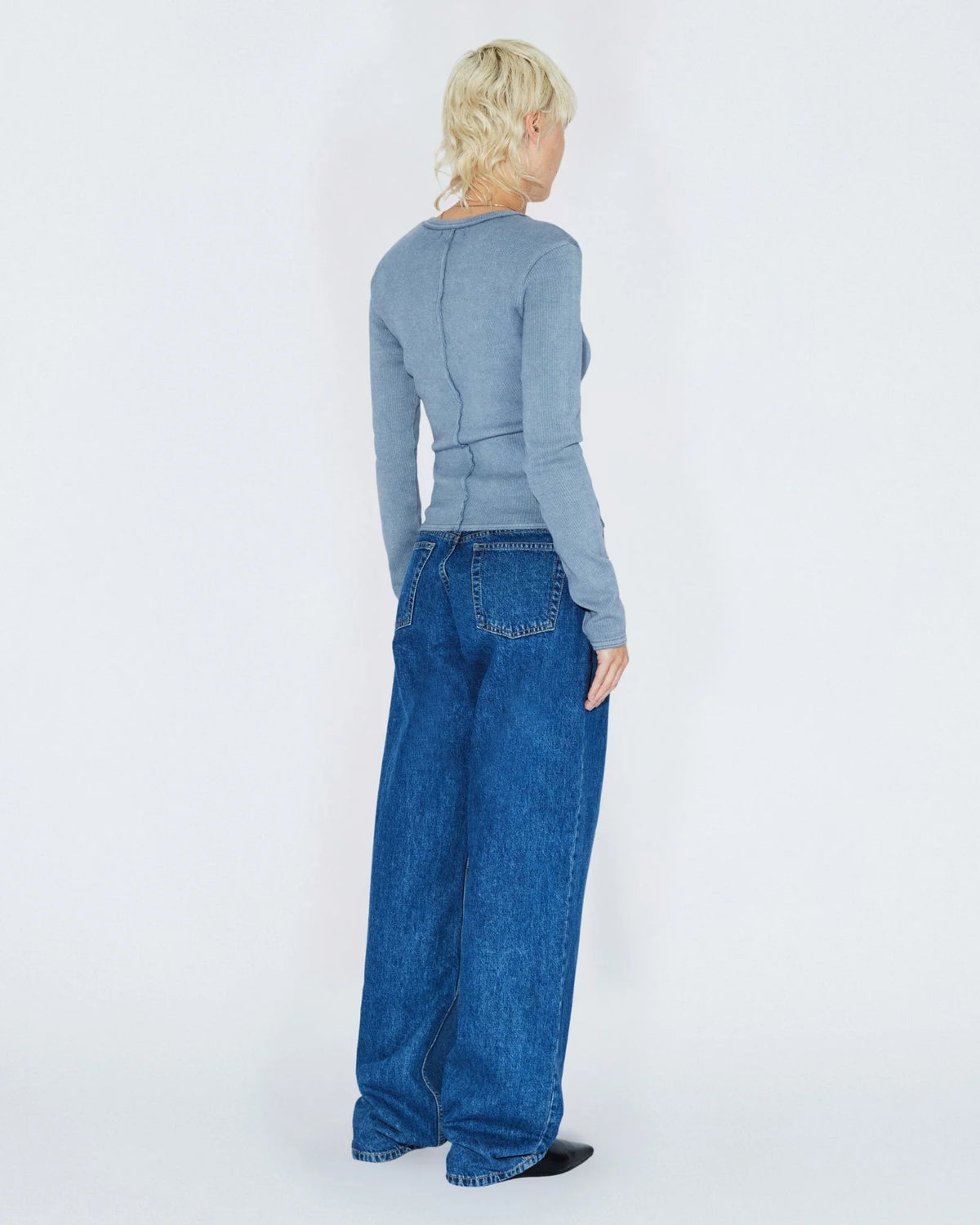 Dr.Denim W Stella Rib LS Tee Washed Blue