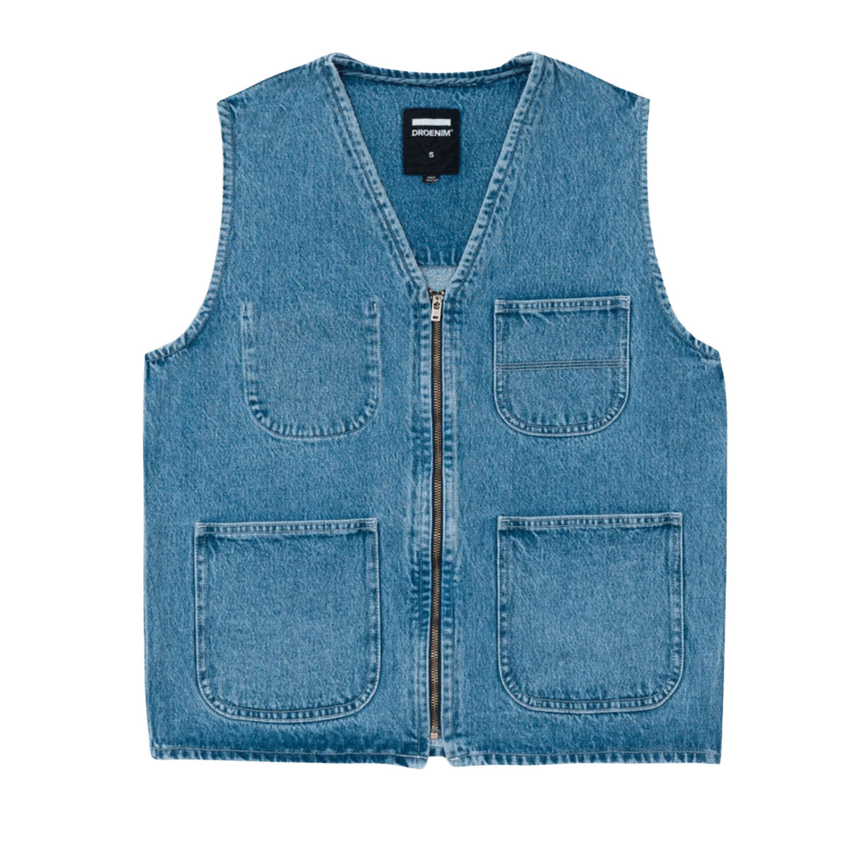 Dr.Denim Denver Work Vest Stream Sky Retro Contrast