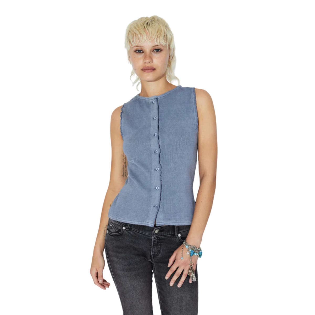 Dr.Denim W Lilja Rib Tank Washed Blue