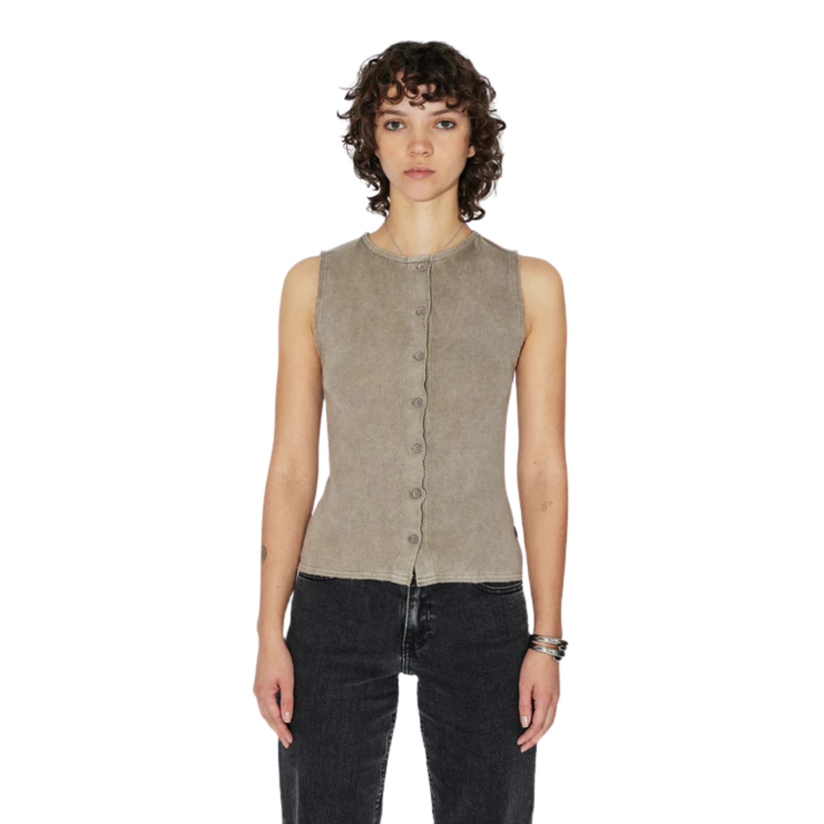 Dr.Denim W Lilja Rib Tank Washed Khaki 