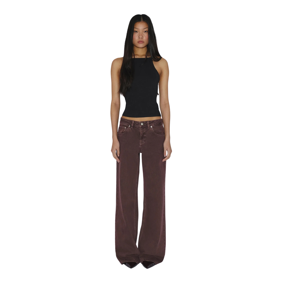 Dr.Denim W Rhue Low Wide Jean Washed Aubergine