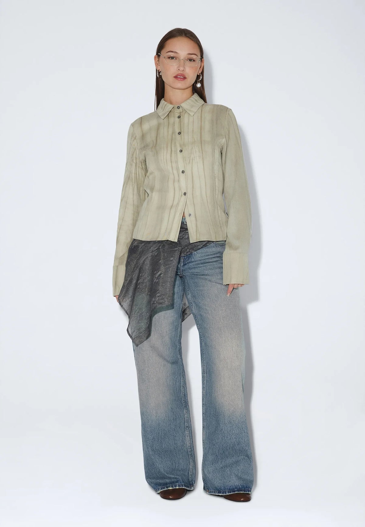 Dr.Denim W Rhue Low Wide Jeans Stream Sky Fade Vintage