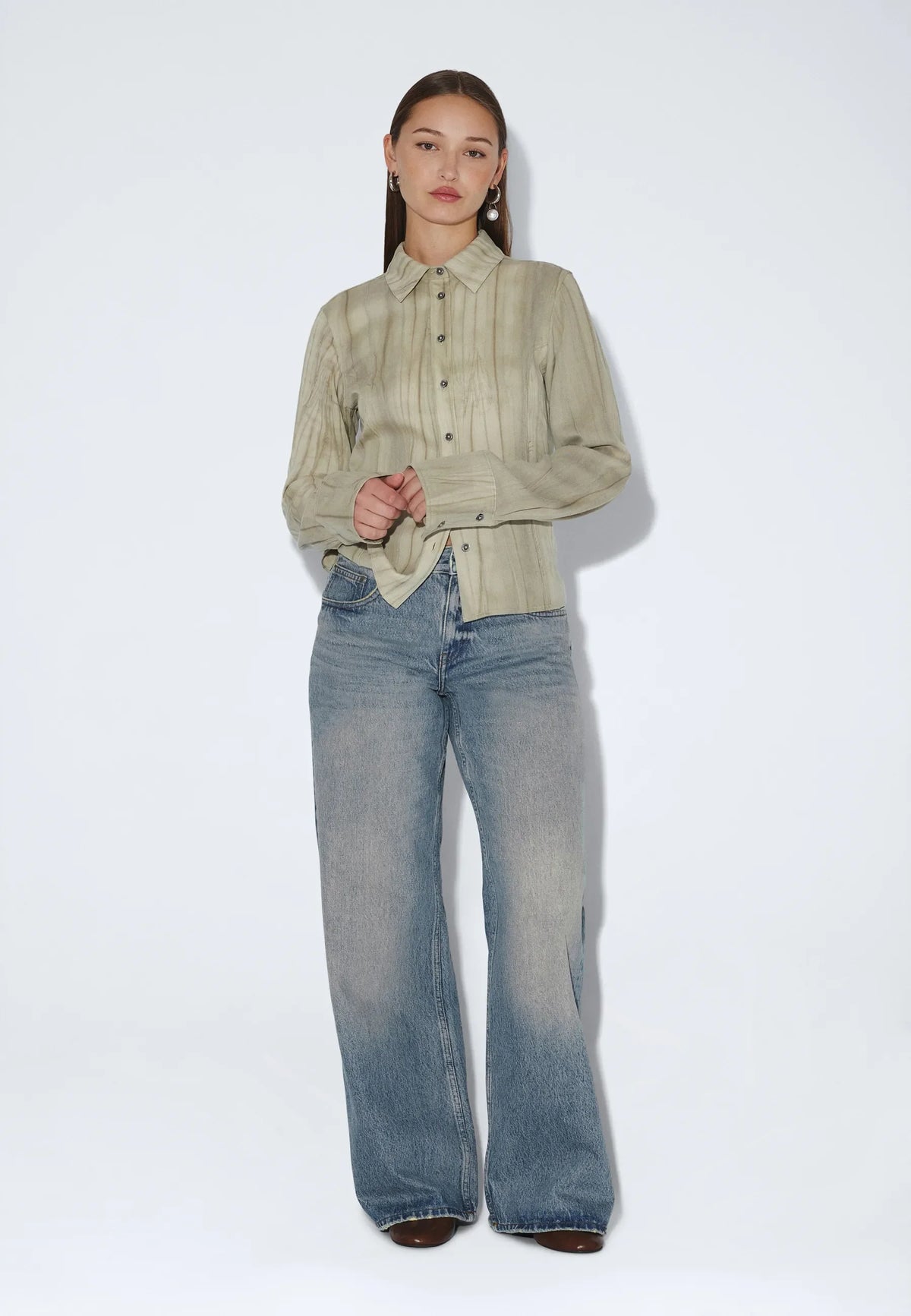 Dr.Denim W Rhue Low Wide Jeans Stream Sky Fade Vintage