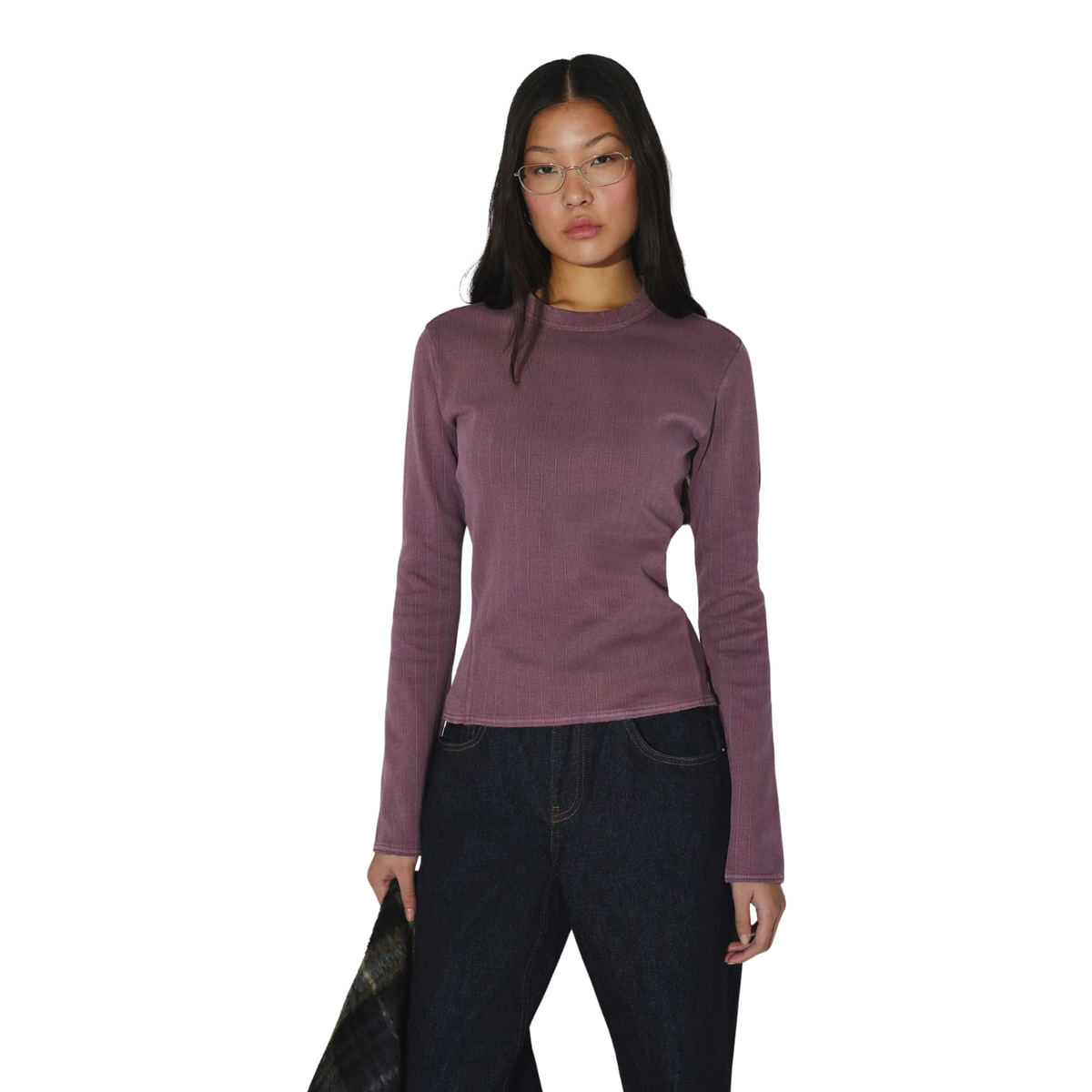 Dr.Denim W Stella Seam Rib Top Washed Aubergine