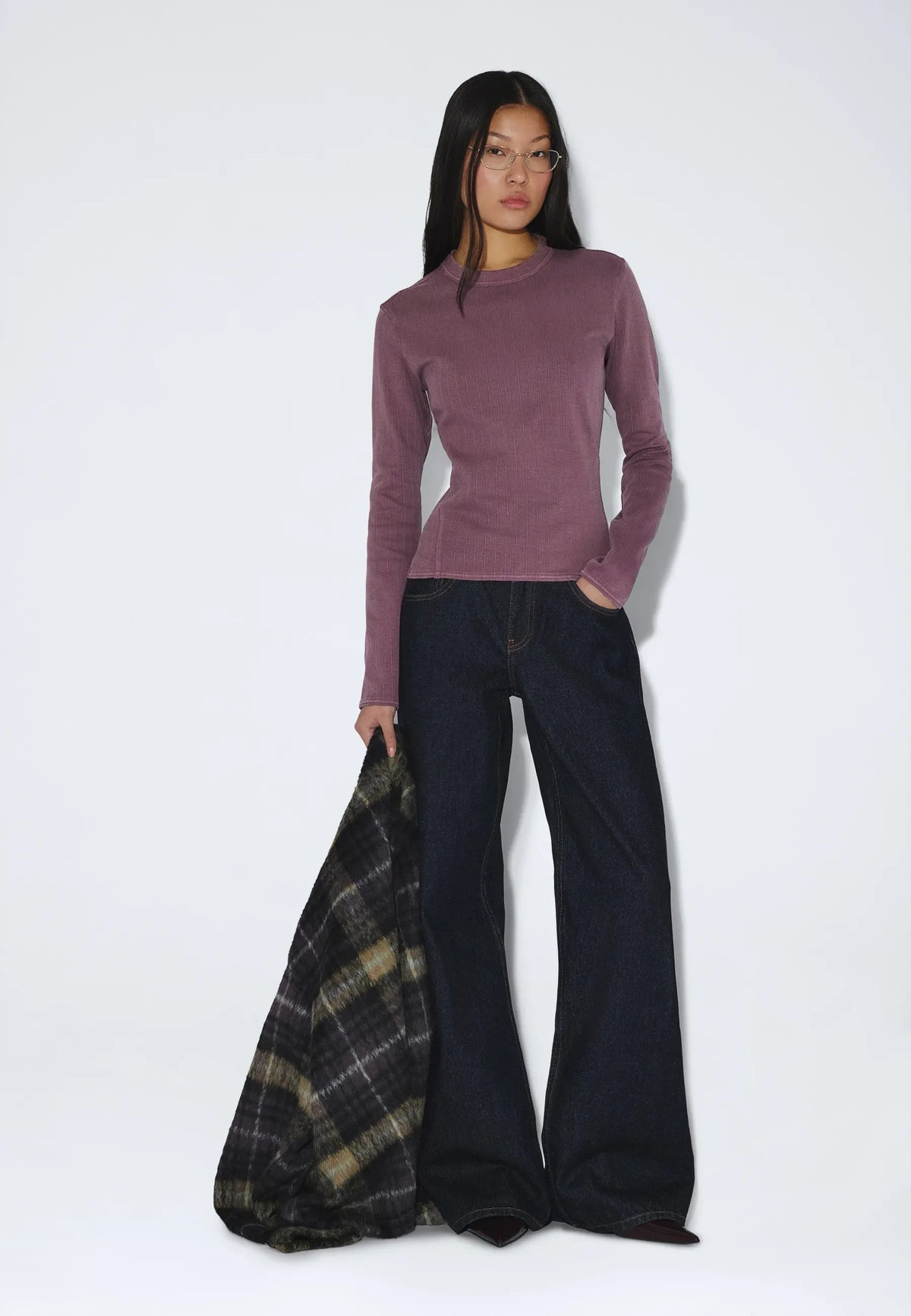 Dr.Denim W Stella Seam Rib Top Washed Aubergine